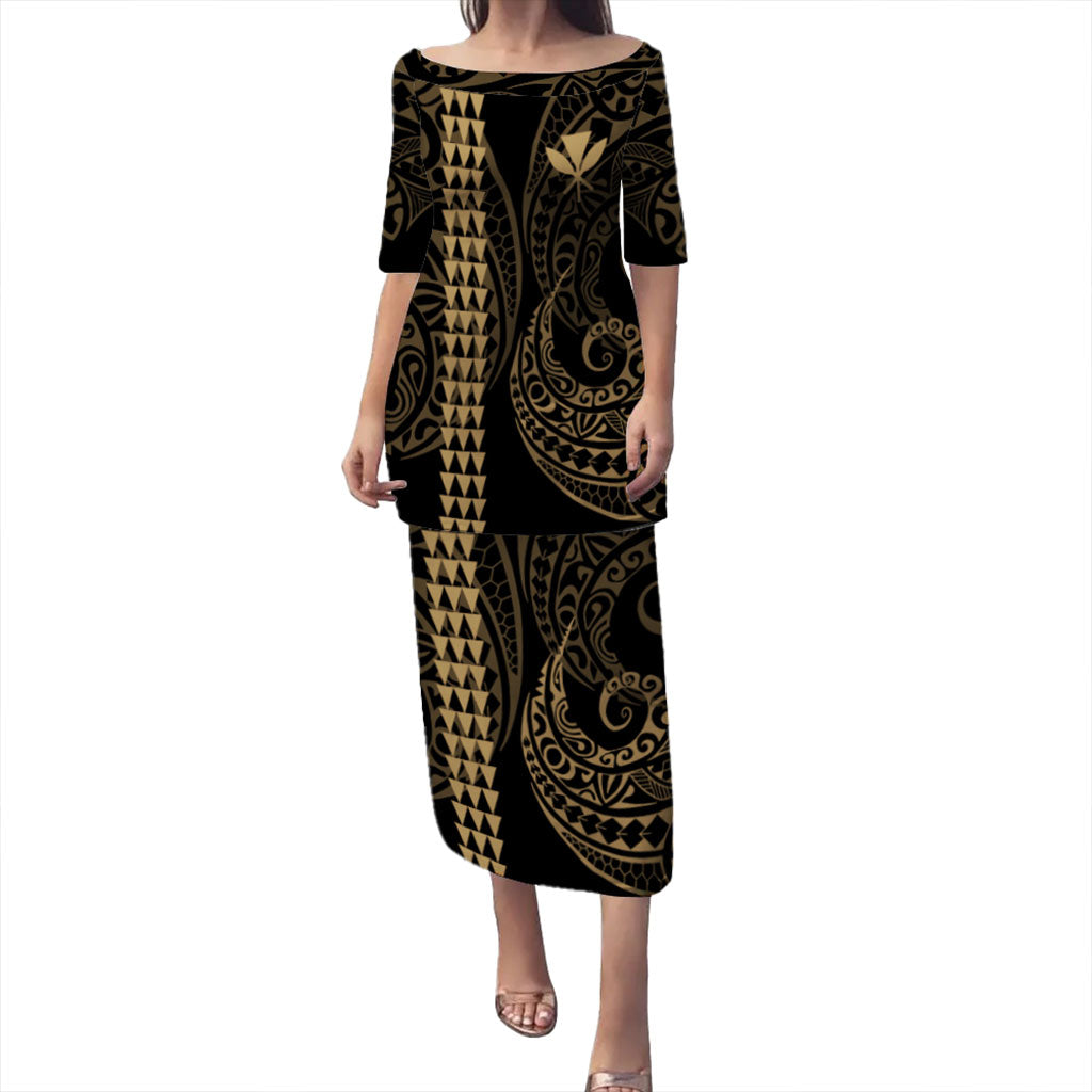 Hawaii Puletasi Kanaka Kakau Style Gold