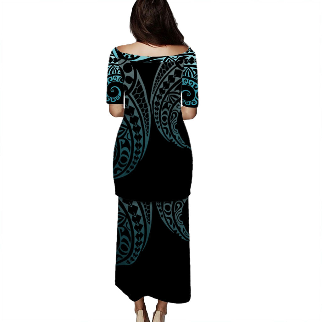 Hawaii Puletasi Kanaka Kakau Style Turquoise