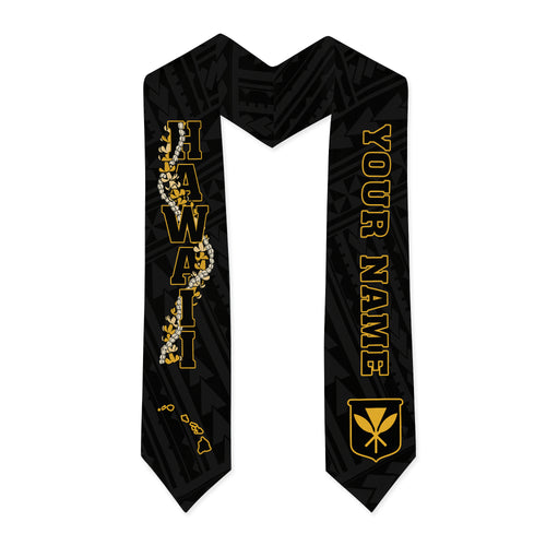 Hawaii Graduation Stole Custom Kanaka Maoli Floral Puakenikeni Lei