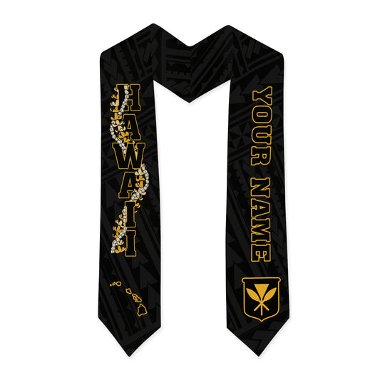Hawaii Graduation Stole Custom Kanaka Maoli Floral Puakenikeni Lei