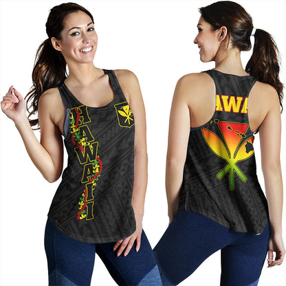 Hawaii Women Tank Kanaka Maoli Floral Puakenikeni Lei Reggae