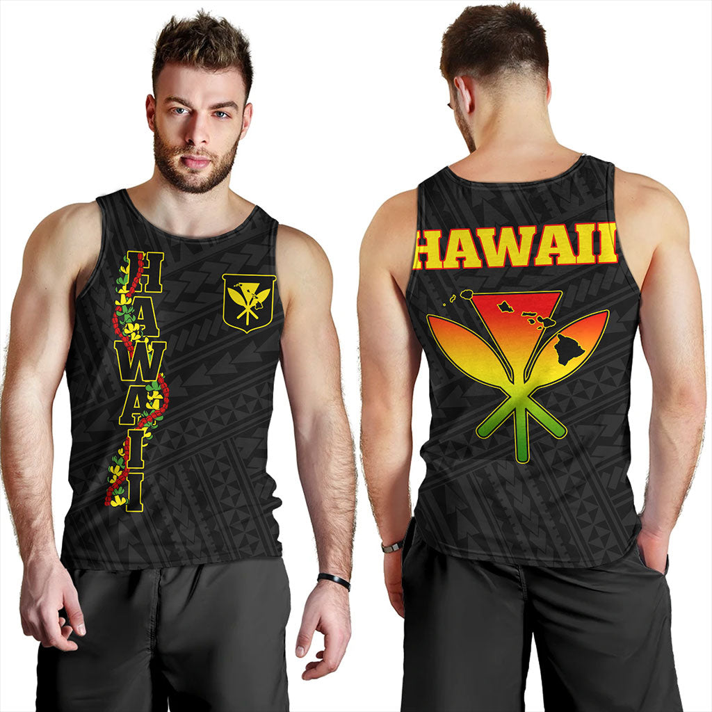 Hawaii Tank Top Kanaka Maoli Floral Puakenikeni Lei Reggae