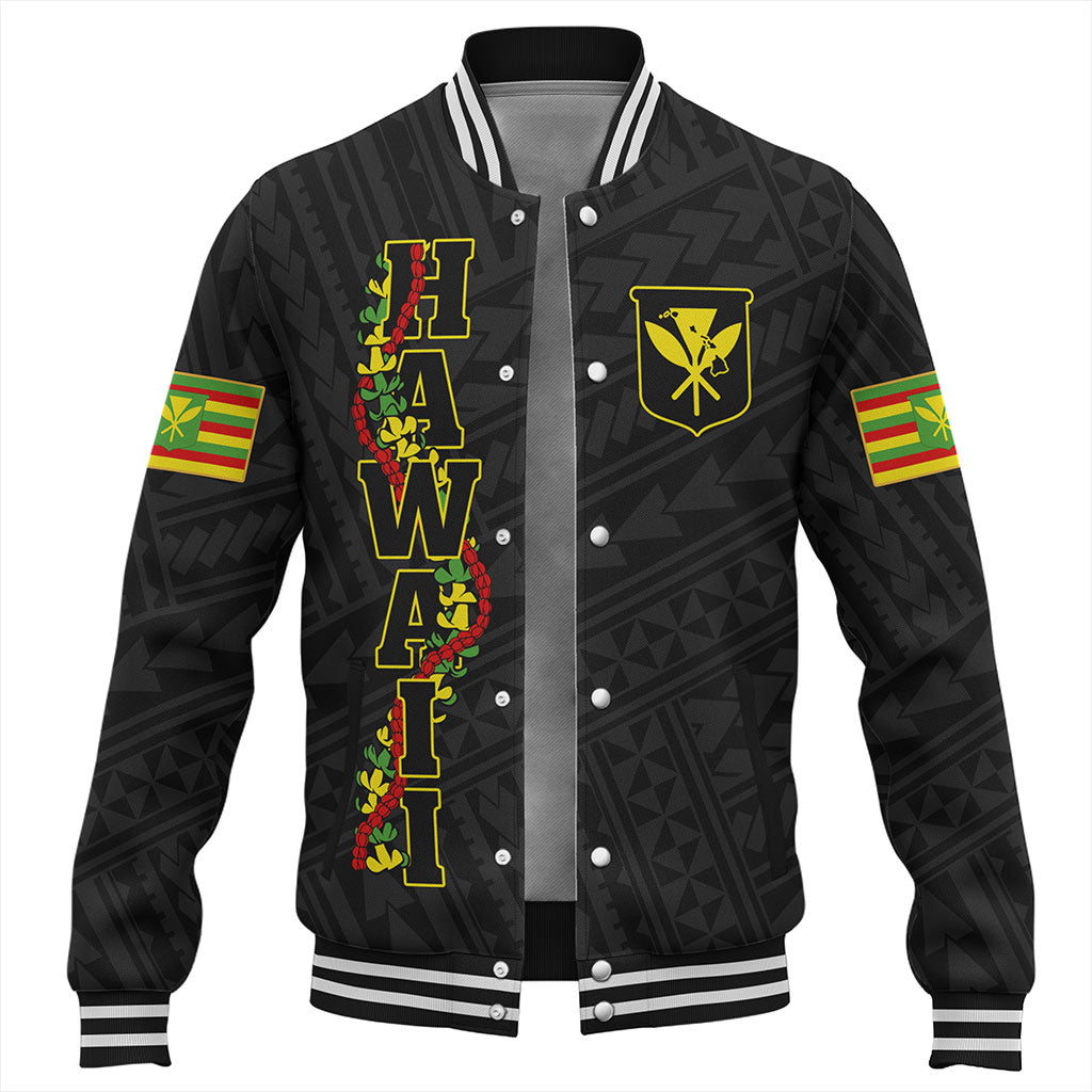Hawaii Baseball Jacket Kanaka Maoli Floral Puakenikeni Lei Reggae