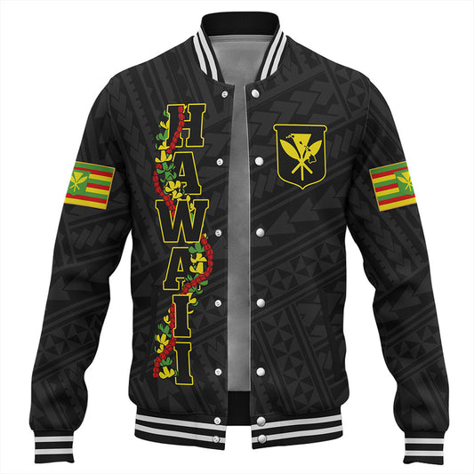 Hawaii Baseball Jacket Kanaka Maoli Floral Puakenikeni Lei Reggae
