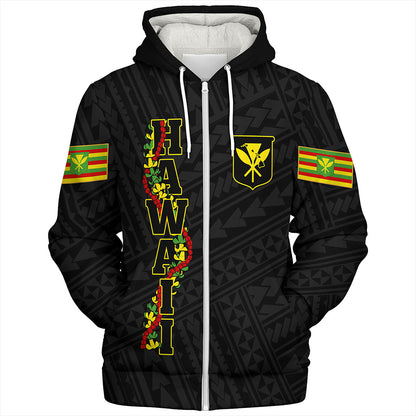 Hawaii Sherpa Hoodie Kanaka Maoli Floral Puakenikeni Lei Reggae