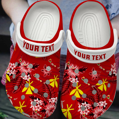 Hawaii Clogs Shoes Custom Text Kanaka Maoli Hibiscus Tropical