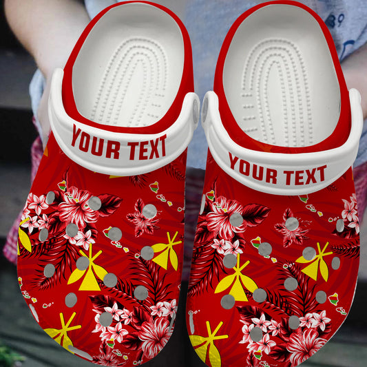 Hawaii Clogs Shoes Custom Text Kanaka Maoli Hibiscus Tropical