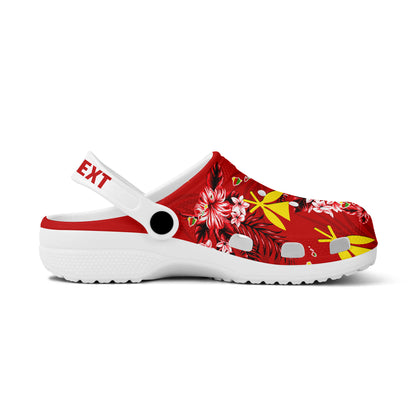 Hawaii Clogs Shoes Custom Text Kanaka Maoli Hibiscus Tropical