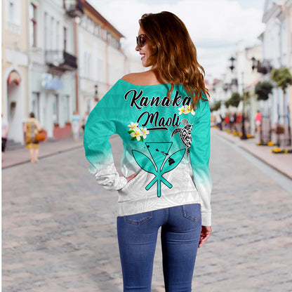 Hawaii Off Shoulder Sweatshirt Kanaka Maoli With Map Tribal Aloha