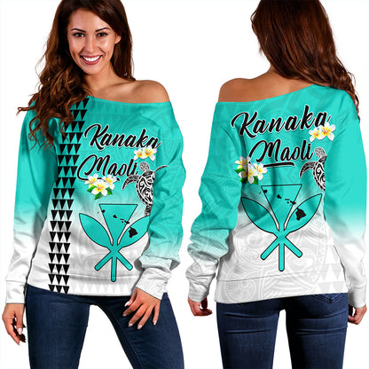 Hawaii Off Shoulder Sweatshirt Kanaka Maoli With Map Tribal Aloha