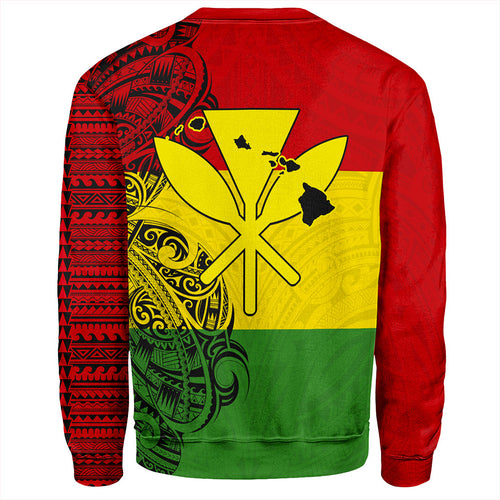 Hawaii Sweatshirt Kanaka Maoli With Map Tribal Polynesian