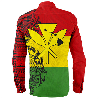 Hawaii Long Sleeve Shirt Kanaka Maoli With Map Tribal Polynesian