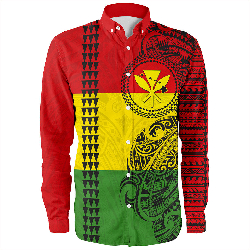 Hawaii Long Sleeve Shirt Kanaka Maoli With Map Tribal Polynesian