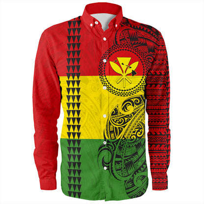 Hawaii Long Sleeve Shirt Kanaka Maoli With Map Tribal Polynesian