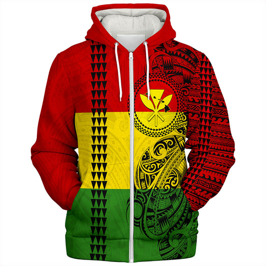 Hawaii Sherpa Hoodie Kanaka Maoli With Map Tribal Polynesian