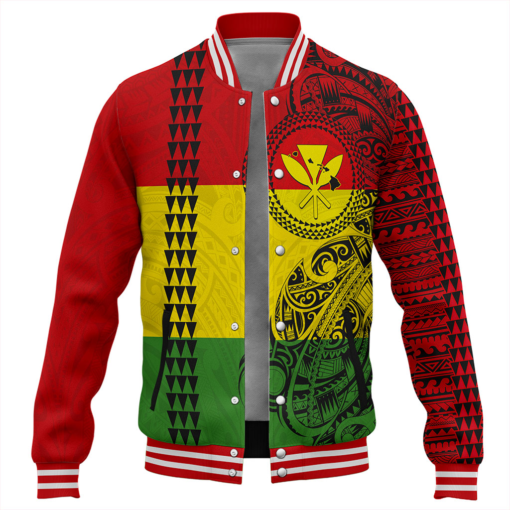 Hawaii Baseball Jacket Kanaka Maoli With Map Tribal Polynesian