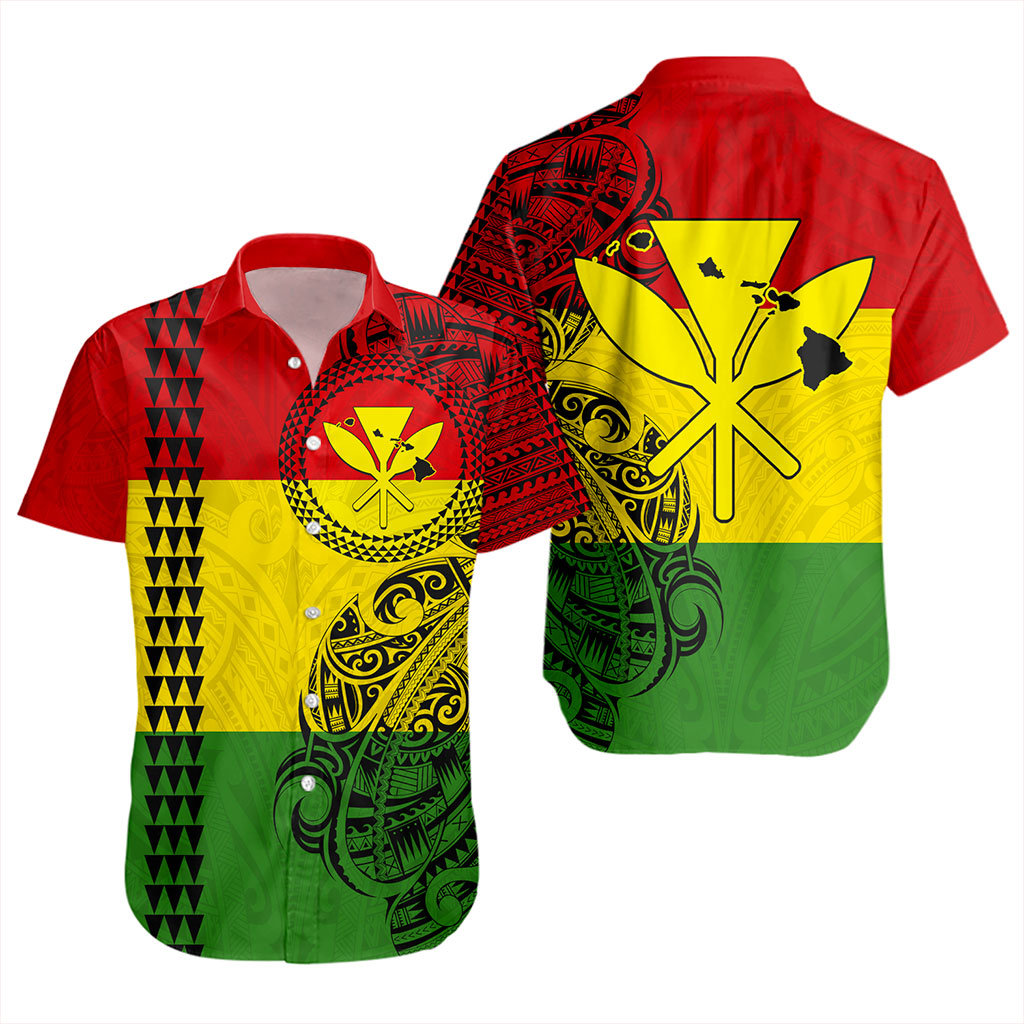 Hawaii Short Sleeve Shirt Kanaka Maoli With Map Tribal Polynesian