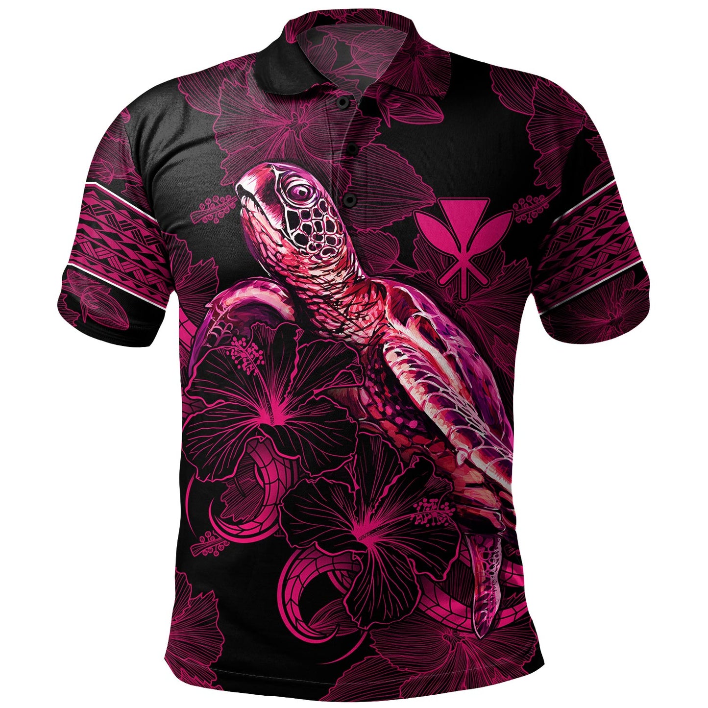 Hawaii Kanaka Maoli Polo Shirt Sea Turtle With Blooming Hibiscus Flowers Tribal Maroon