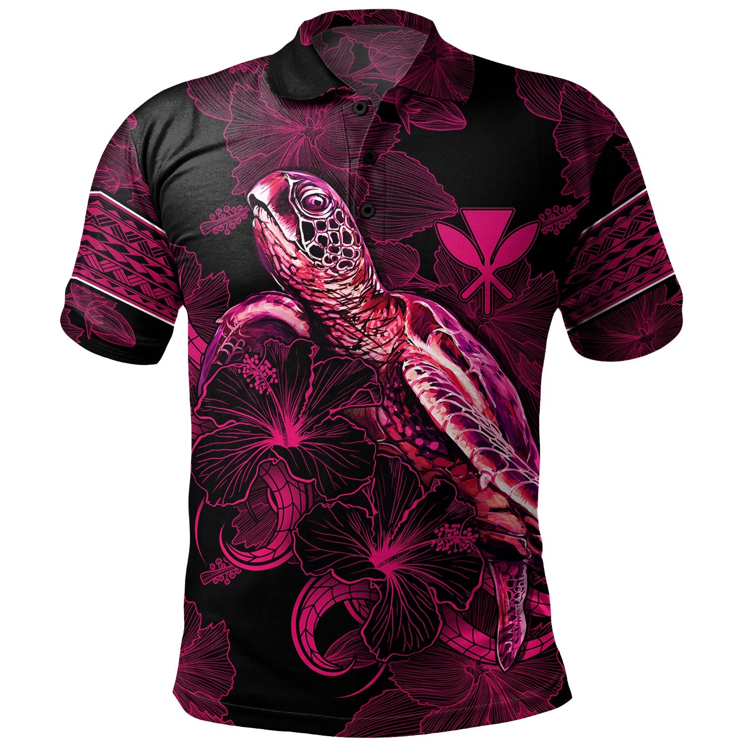 Hawaii Kanaka Maoli Polo Shirt Sea Turtle With Blooming Hibiscus Flowers Tribal Maroon