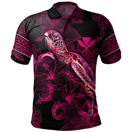 Hawaii Kanaka Maoli Polo Shirt Sea Turtle With Blooming Hibiscus Flowers Tribal Maroon