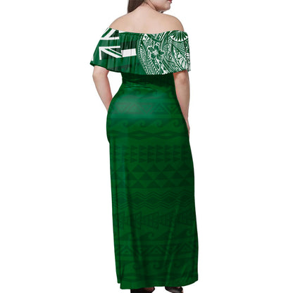 Hawaii Woman Off Shoulder Long Dress Kapaa High School With Crest Style