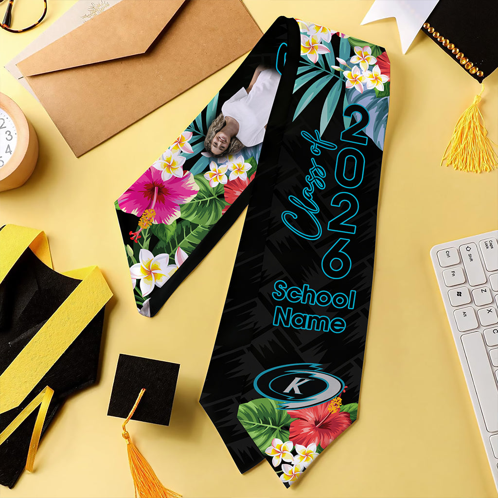 Hawaii Graduation Stole Custom Kapolei High School Class 2026 Tropical Hibiscus Island Style