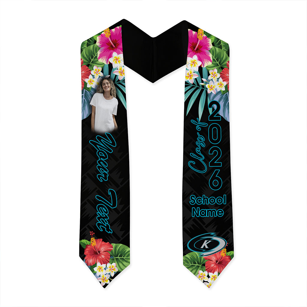 Hawaii Graduation Stole Custom Kapolei High School Class 2026 Tropical Hibiscus Island Style