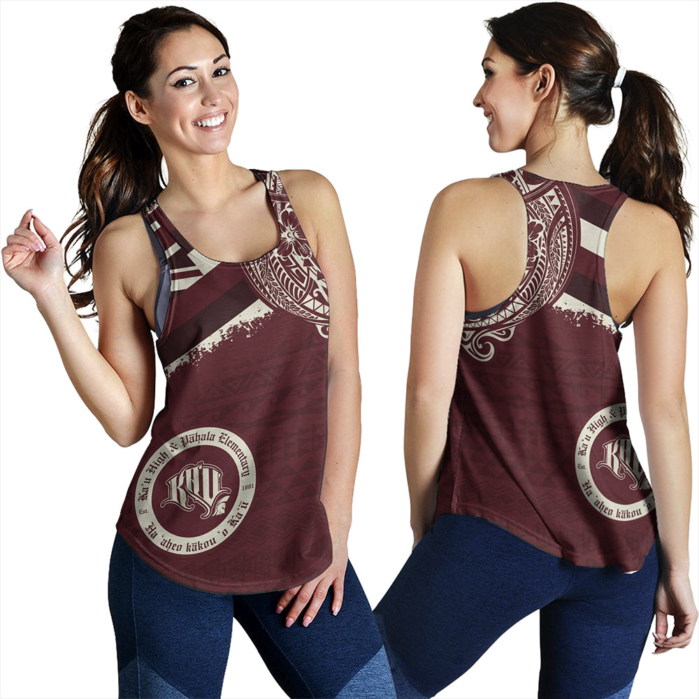 Hawaii Women Tank Kau High & Pahala Elementary School With Crest Style