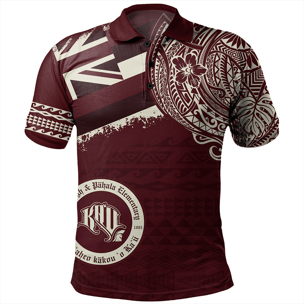 Hawaii Polo Shirt Kau High & Pahala Elementary School With Crest Style