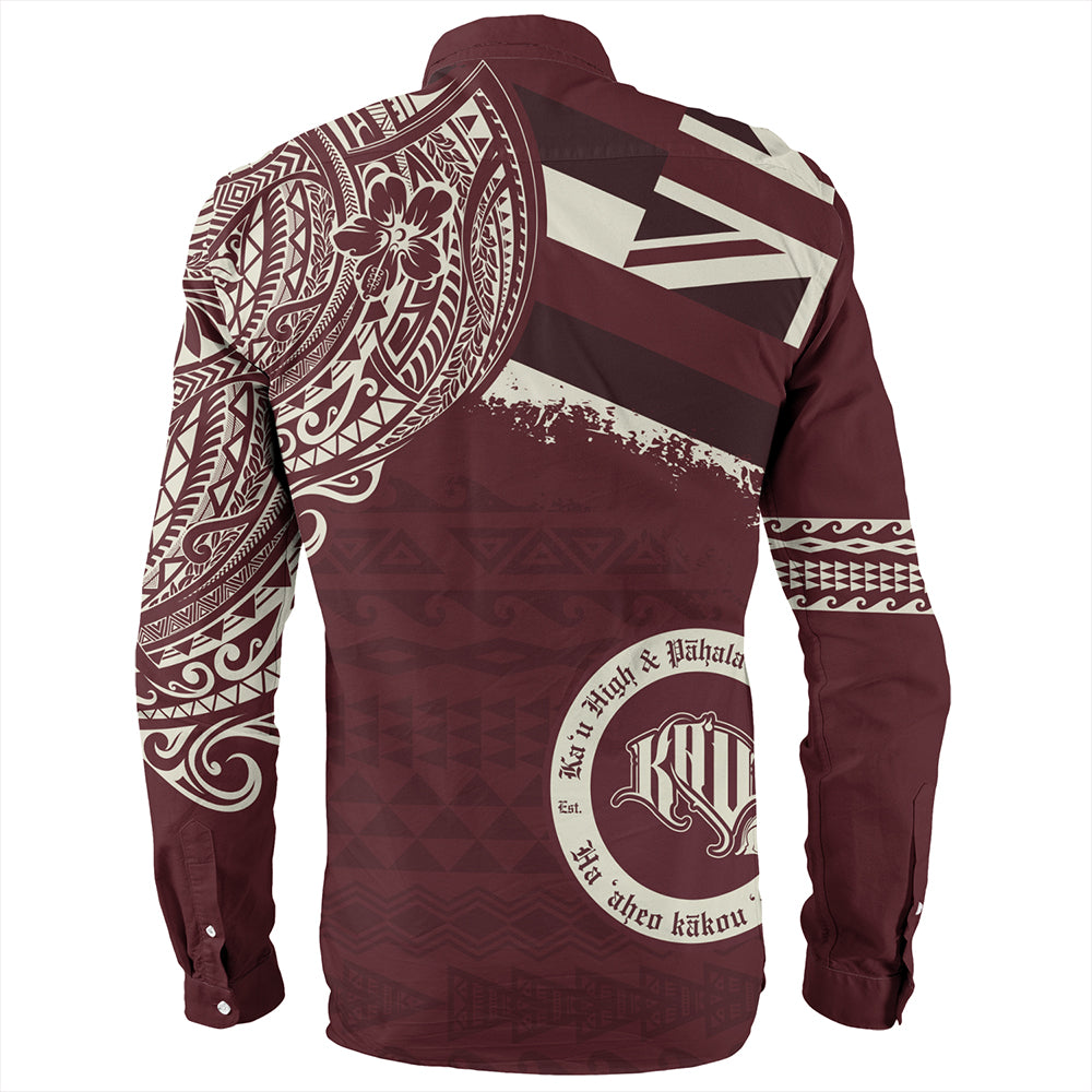 Hawaii Long Sleeve Shirt Kau High & Pahala Elementary School With Crest Style