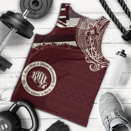 Hawaii Tank Top Kau High & Pahala Elementary School With Crest Style