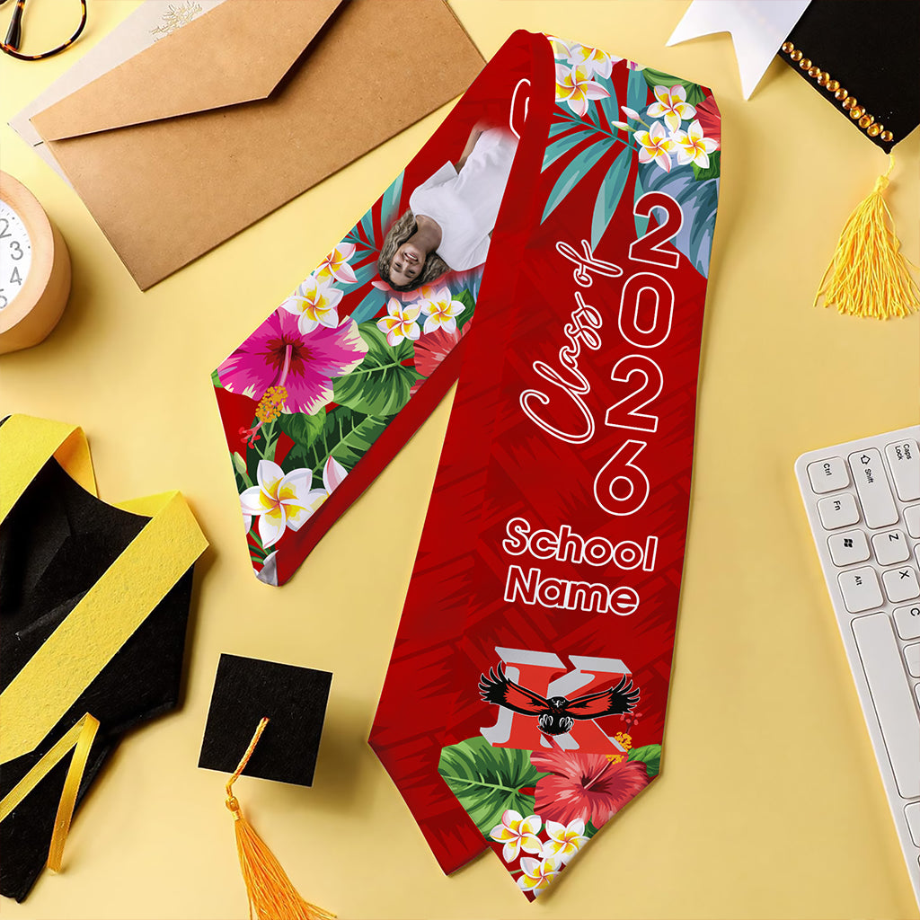 Hawaii Graduation Stole Custom Kauai High School Class 2026 Tropical Hibiscus Island Style
