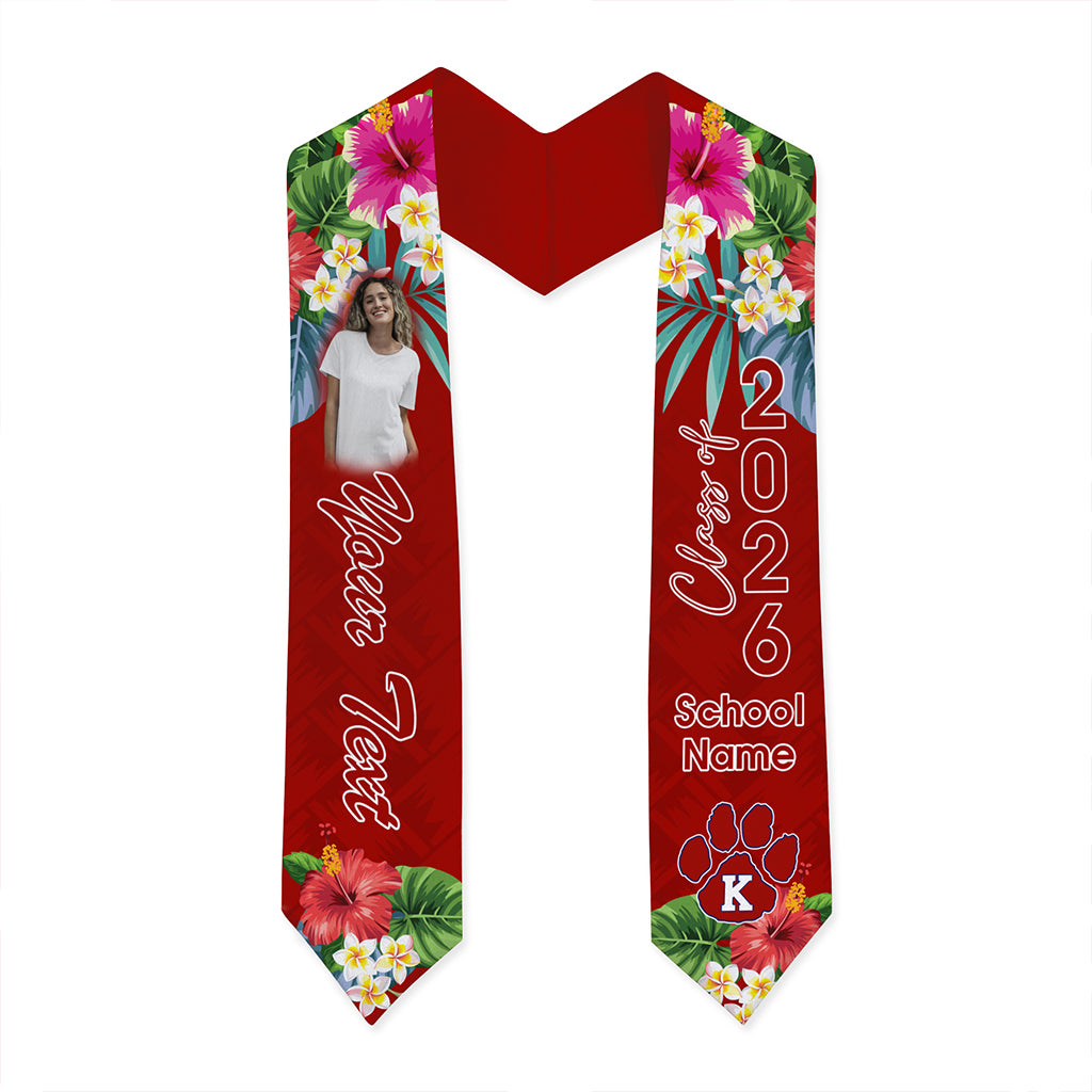 Hawaii Graduation Stole Custom Keaʻau High School Class 2026 Tropical Hibiscus Island Style