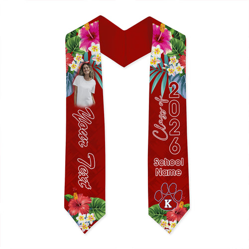 Hawaii Graduation Stole Custom Keaʻau High School Class 2026 Tropical Hibiscus Island Style