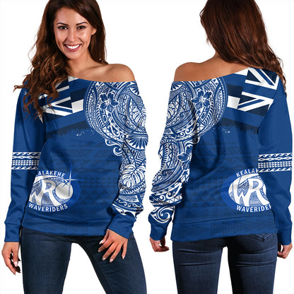 Hawaii Off Shoulder Sweatshirt Kealakehe High School With Crest Style