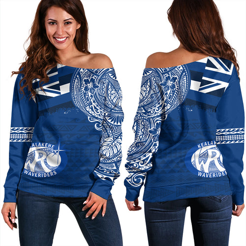 Hawaii Off Shoulder Sweatshirt Kealakehe High School With Crest Style