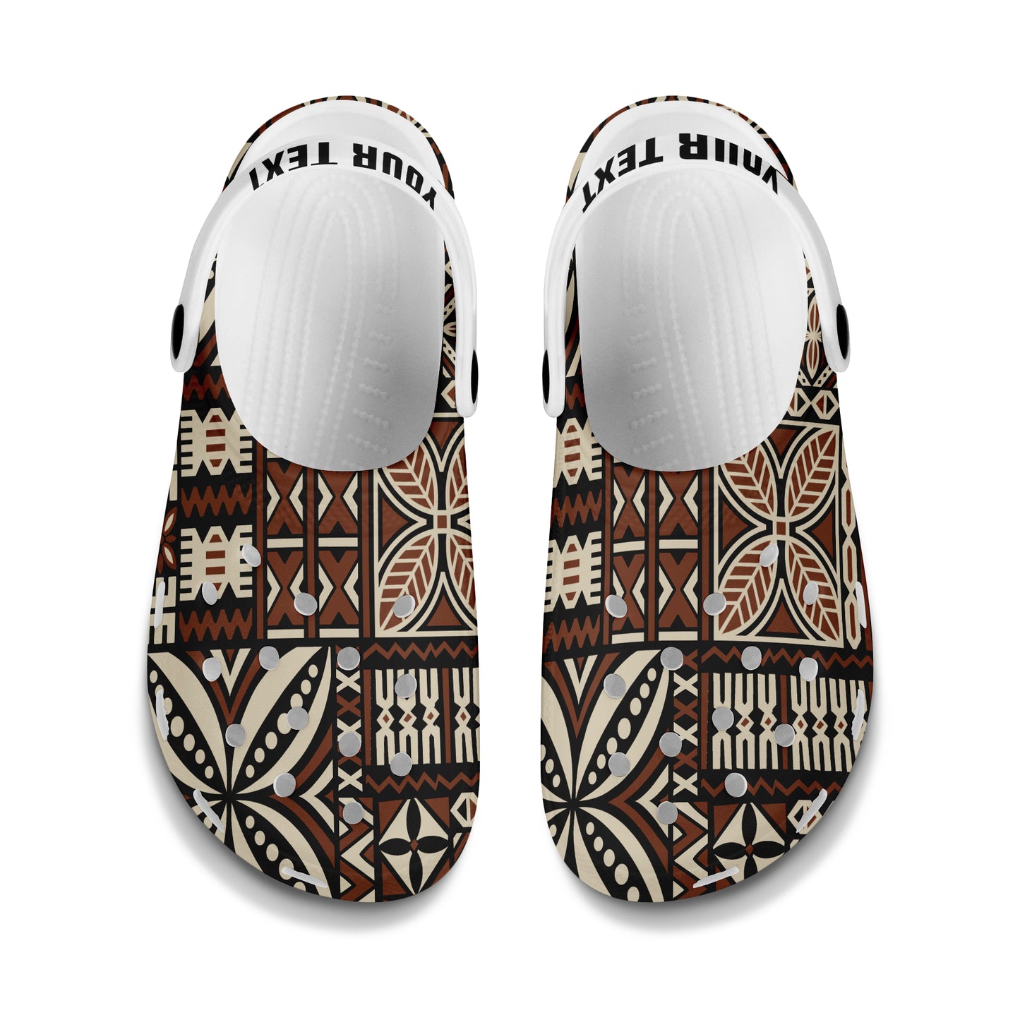 Fiji Clogs Shoes Custom Text Kesakesa Masi Diamond Tapa Tribal