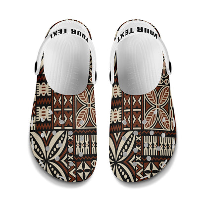 Fiji Clogs Shoes Custom Text Kesakesa Masi Diamond Tapa Tribal