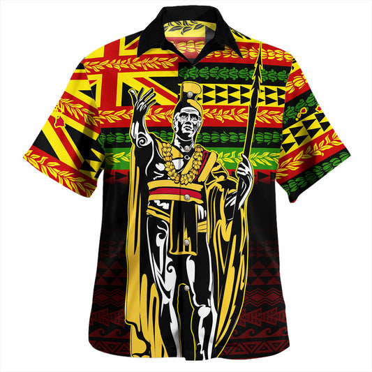 Hawaii Hawaiian Shirt King Kamehameha Flag Kanaka Maoli Tribal With Flower Lie