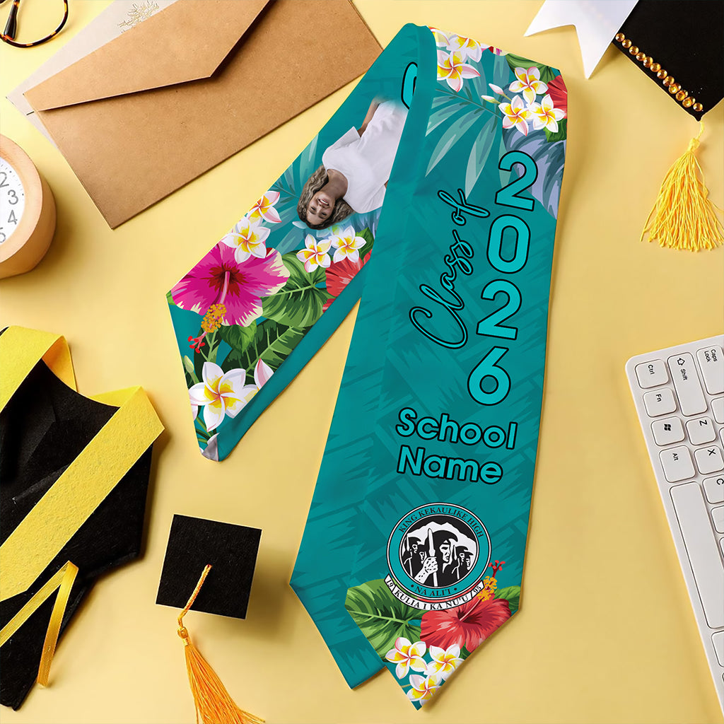 Hawaii Graduation Stole Custom King Kekaulike Class 2026 Tropical Hibiscus Island Style