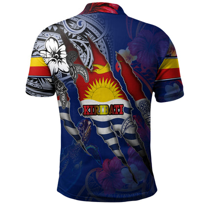 Kiribati Polo Shirt Custom Gilbertese Blood Inside Me Polynesian Sleeve Tattoo Tropical Blue