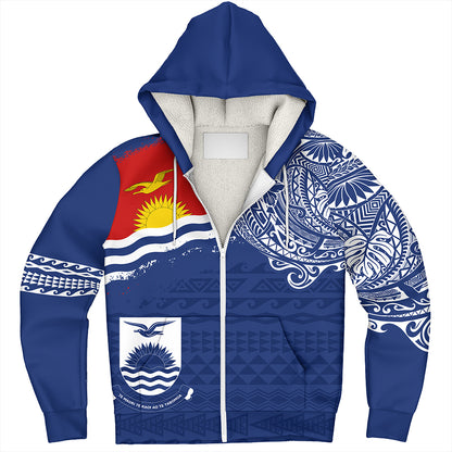 Kiribati Sherpa Hoodie Polynesian Flag With Coat Of Arms
