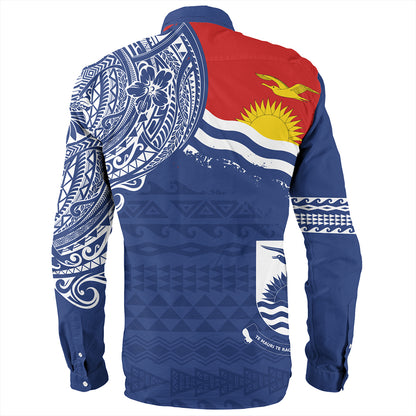 Kiribati Long Sleeve Shirt Polynesian Flag With Coat Of Arms