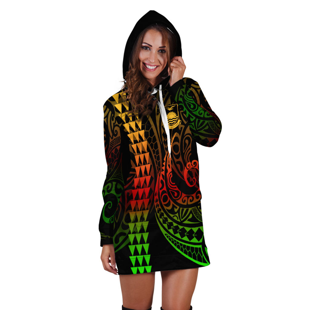 Kiribati Hoodie Dress Kakau Style Reggae