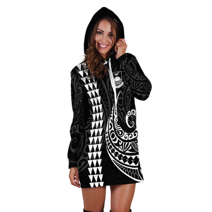 Kiribati Hoodie Dress Kakau Style White