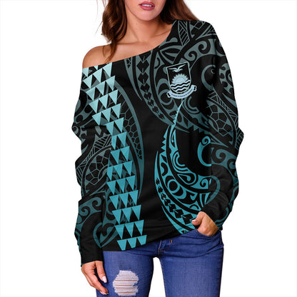 Kiribati Off Shoulder Sweatshirt Kakau Style Ver.1