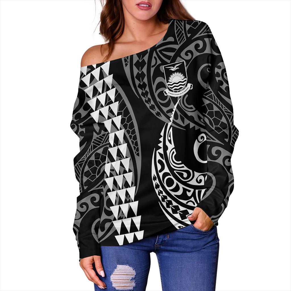 Kiribati Off Shoulder Sweatshirt Kakau Style Ver.1