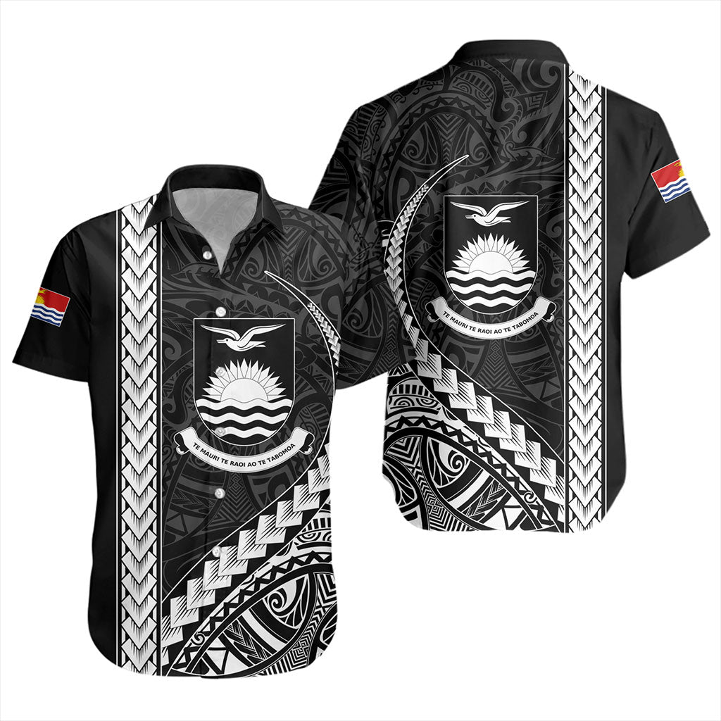 Kiribati Short Sleeve Shirt Tribal Micronesian Coat Of Arms