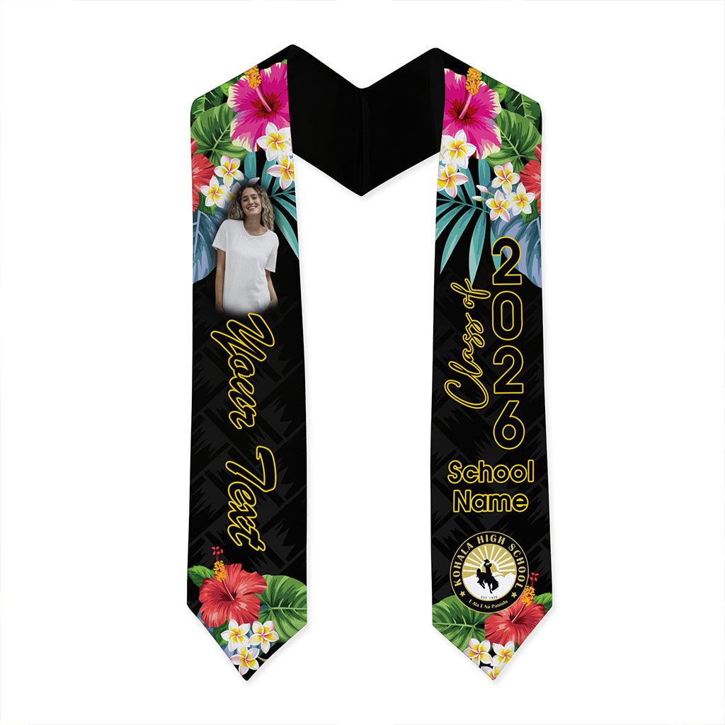 Hawaii Graduation Stole Custom Kohala High School Class 2026 Tropical Hibiscus Island Style