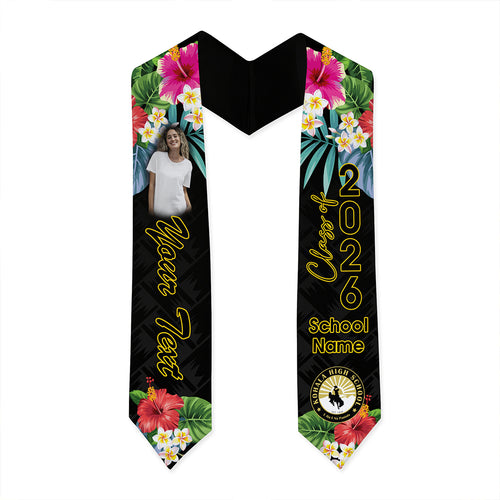 Hawaii Graduation Stole Custom Kohala High School Class 2026 Tropical Hibiscus Island Style